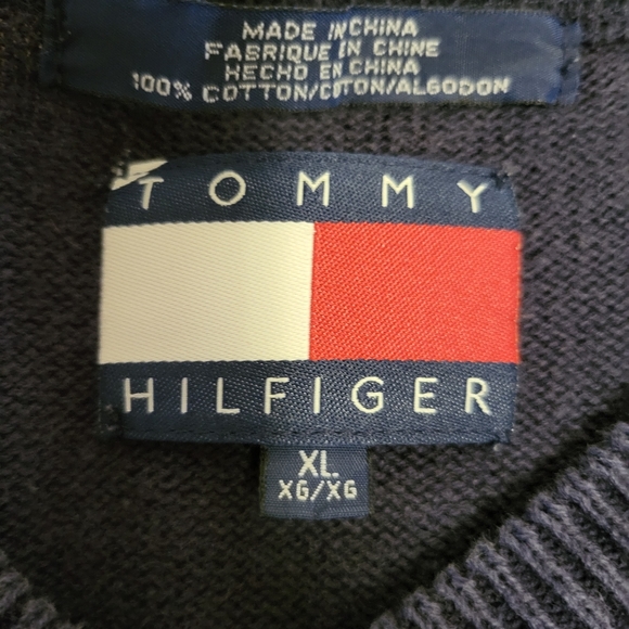 Vintage Tommy Hilgilfer Navy Blue Sweatervest XL - Picture 3 of 5